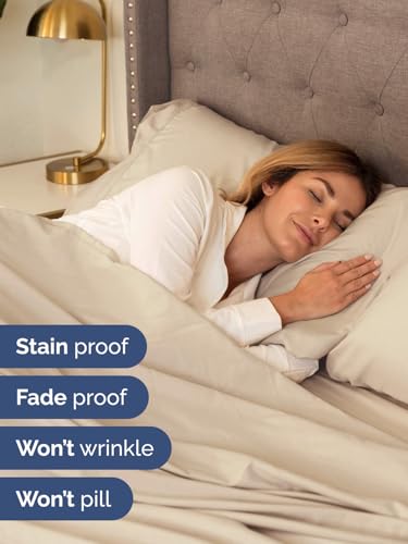 Image of Extra Deep Pocket Twin Size Sheet Set - 3 Piece Breathable & Cooling Bed Sheets - Hotel Luxury Bedding with 16 to 21 inch Extra Deep Pockets - Ultra-Soft, Fade & Wrinkle Resistant - Oeko-Tex - Wheat