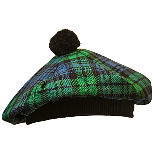 Image of Scottish Tam O' Shanter Hat Tartan Bonnet Pom Pom Wool Flat Cap One Size