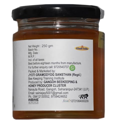 Image of JGS 100% Natural Mustard Raw Honey 250g | Pure Honey | Raw Unprocessed | Organic Pure Honey | Organic Honey | Organic, Raw, Tested, Unprocessed, Shahad | Smooth & Creamy Texture | No Added Sugars