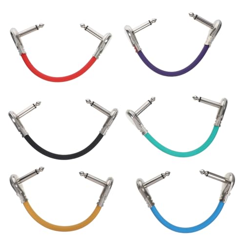 Câbles de patch pour guitare coudés | Pack de 6 câbles audio anti-nœuds pour pédales d'effets