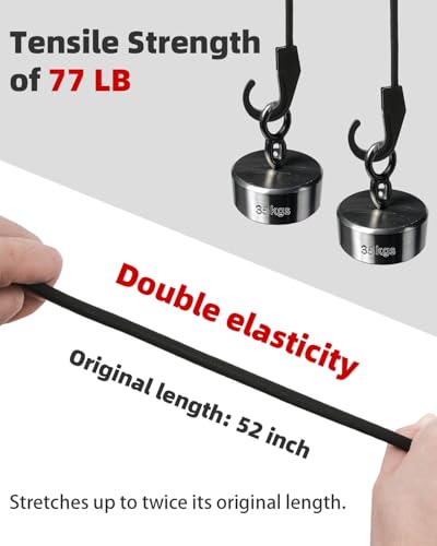 Image of 2 Pack Bungee Cords with Hooks, Adjustable Extra Strong Outdoor Elastic Rope 52.3 Inch, Rubber Elastic Bungee Straps with Buckle Hooks for Outdoor, Camping, Tarps, Bike Rack, Tent, Truck