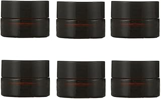 6Pcs 5ml Round Glass Jars Cosmetic Container Storage Jars Straight Sided Glass Jars Mini Cream Jars with White Inner Liners and Black Lids for Cream Lotion Lip Balm Ointment
