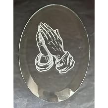 Stained Glass Supplies Laser Engraved Oval Bevel Praying Hands by Stallings Stained Glass 6x11 Oval Bevel