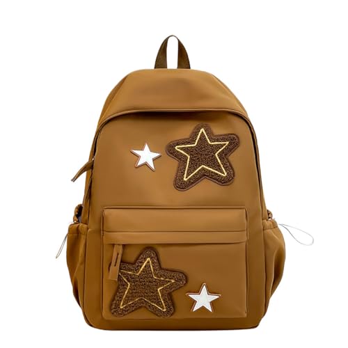 Cute Y2K Backpack Start School Backpack for Girls Boys Kawaii Preppy School Bag Statement Aesthetic College Bookbag (Brown)