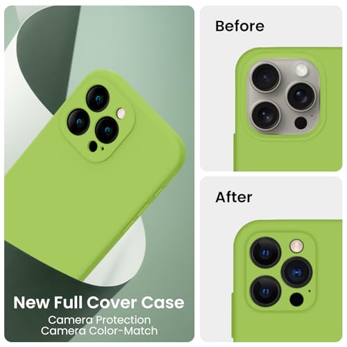 Image of FireNova Designed for iPhone 15 Pro Max Case, Silicone Upgraded [Camera Protection] Phone Case, Soft Anti-Scratch Microfiber Lining Inside, 6.7 inch, Sprout Green