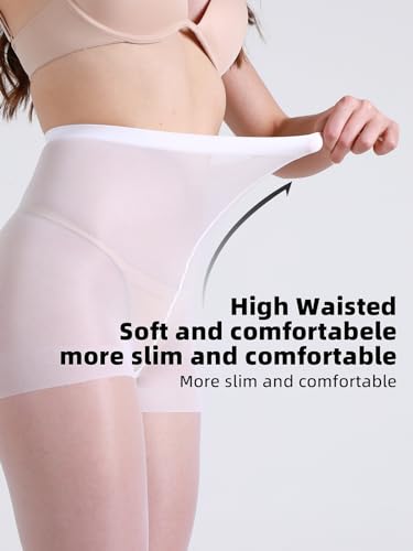 2 Pairs Women's Sheer Tights- 20D High Waist Control Top Pantyhose with Reinforced Toes3