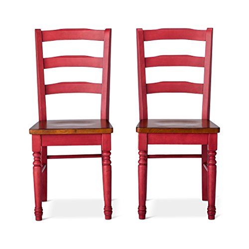 Image of Aprodz Solid Wood Red Bruges Dining Chairs for Living Room | Set of 2 Wooden Chair