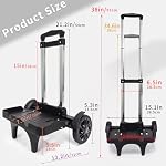 Folding Backpack Trolley with Large Solid Tank Wheels, Aluminum Alloy Luggage Cart with Edge Guard Base, Universal Hand Truck for Backpacks, Lunch Backpack,Golf Bag, Teenagers, Adults, School, Travel