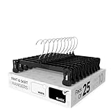 Sharpty Pant & Skirt Hangers - Closet Hangers for Shorts, Shirts, Jeans, Dresses, Slacks, Coats, Clothes, Clothing, Garments & More - Durable, Space Saving & Non-Slip, Black - 25 Pack