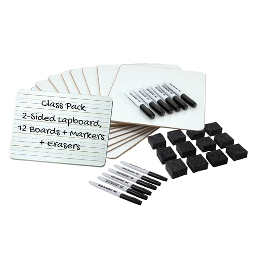 Charles Leonard dry erase board set with 12 boards, erasers & markers