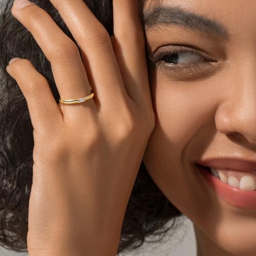 MINDDHA 14K Gold/White Gold Plated Infinity Eternity Band - Cubic Zirconia Ring for Wedding/Silver Rings, Gold Rings for Women - 2mm Band Size 4-123