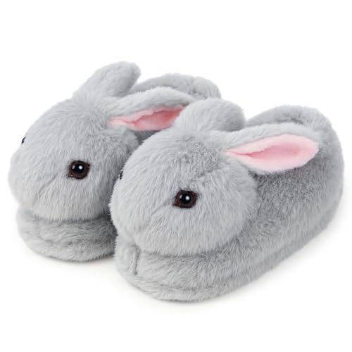 Aopuro Women Bunny Animal Slippers Cute Plush Rabbit House Shoes Long Ears Bunny Warm Novelty Cartoon Slippers Gifts for Birthday Christmas