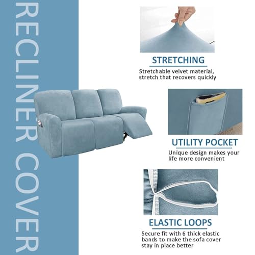 Funda elástica for sillón reclinable de Terciopelo de 3 plazas suave 6
