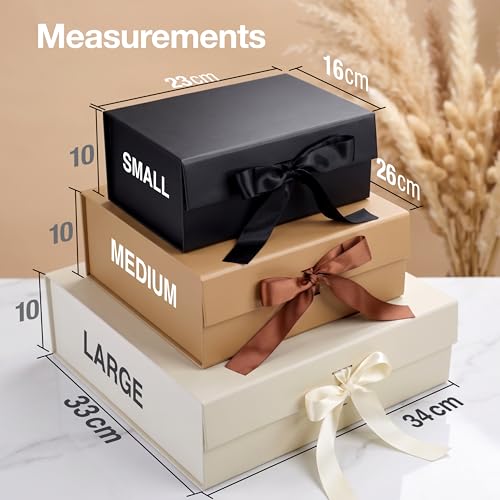 Image of RBS-LARGE Ribbed Texture Gift Box (34x33x10cm) Empty Gift Box for Packing (1 Pack) Hamper Box for Gift Holds Upto 10 kg Elegant Ivory Packaging Box for Return Wedding Gifts All Occasions(Ivory Crest)