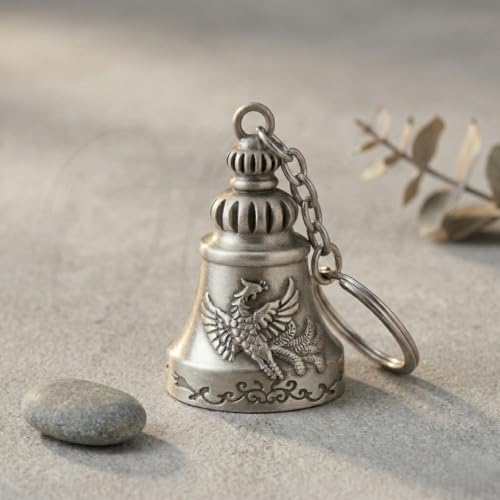 Image of OTTAVO Guardian Bell Keychain, Oxidized Copper, Tibetan Style, 5 cm Height, Good Luck Charm