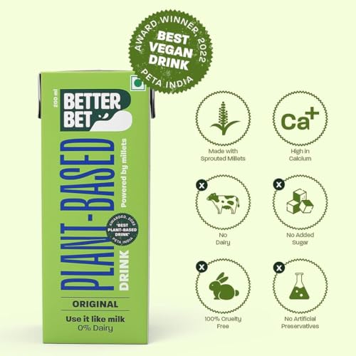 Image of Better Bet Plant Based Drink 180ml | Lactose Free | Use it Like Milk | Barista Approved | No Added Sugar | No Added Preservatives | No Cholesterol | No Trans Fat | Vegan Pack of 1