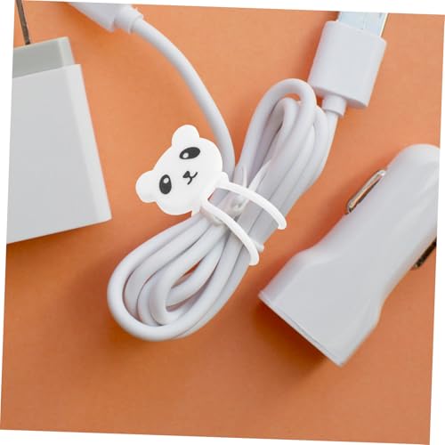 Organizador de cables Mikikit en forma de animal de silicona blanca con diseño de panda miniatura 5