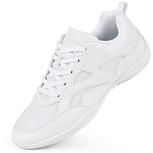 Smapavic Cheer Shoes for Women White Cheerleading Dance Shoes Training Athletic Comfortable Sneakers Size 8