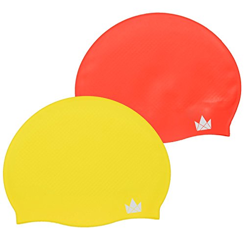 The Friendly Swede Silicone Swim Caps (2 Pack) (Yellow + Red)