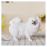 Estatua de perro realista de resina, estatua de perro Pomerania, figuras de animales, adorno decorativo de escritorio, decoración del hogar, estantería, TV, gabinete, decoración de animales ( Color :