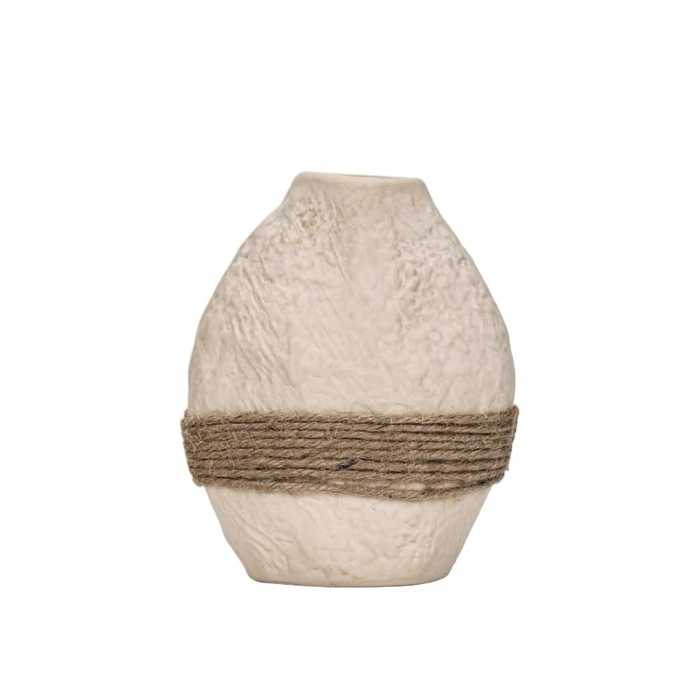 Gfhtrely C Vase Earth-Glazed Small Flower Inserts, Simple Rope-Tied Erami Vases, Decorative Raft Ornaments Flower(C)