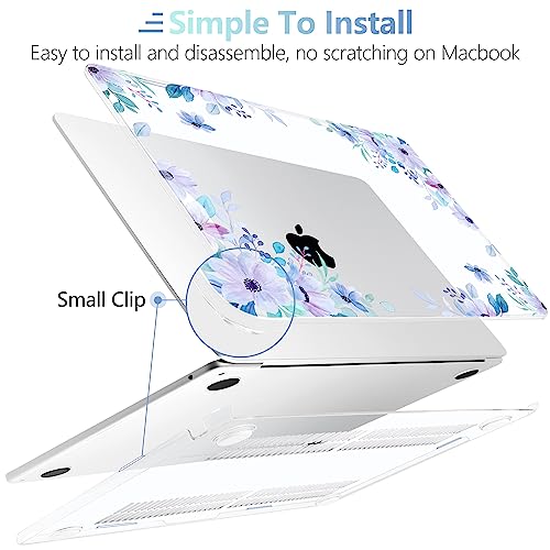 Image of MEEgoodo for M5 /M4 /M3 /M2 MacBook Air 15 inch Case 2026 2025 2024 2023, Case Fit Model (A3448 /A3241 /A3114 /A2941) for MacBook Air 15.3 inch, Soft Purple Floral