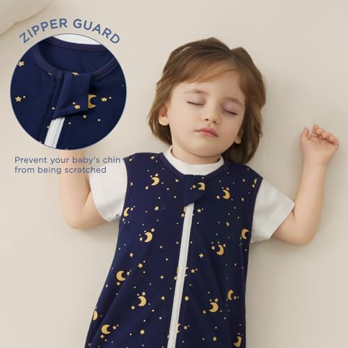 Image of Duomiaomiao 3-Pack Baby Sleep Bag, 100% Organic Cotton Lightweight Wearable Blanket, Breathable Comfy Toddler Sleeping Sack (0.5tog Moon & Star, Large)