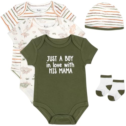 Image of Baby Essentials Baby Boys 5 Piece Bodysuit Set