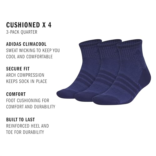 adidas Men's Cushioned X 4 3-Pack Quarter Sock2