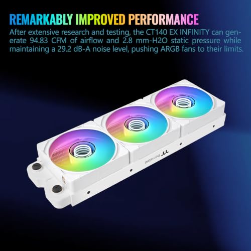 Image of Thermaltake CT140 EX Infinity ARGB Sync 3 Pack; Infinity Mirror Hub; 140mm x 28mm; PWM 500~1800 RPM; MagForce 2.0; 5V 3-Pin Motherboard Sync; 3-Pack; Snow; CL-F244-PL14SW-A