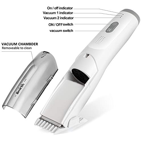 Bimirth Kids Haarschneider, Vakuum Baby Haarschneider, Leise Kids Haarschneidemaschine, Silent Haartrimmer für Kinder, Wasserdichter, Schnurlose, USB Schnell Wiederaufladbar, 3 Führungskämme (Vakuum)