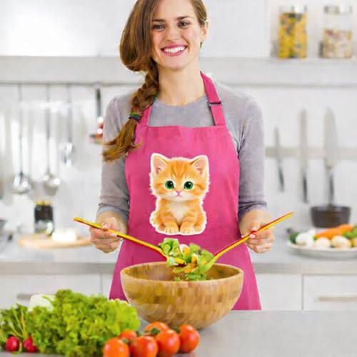 Image of Waterproof Printed Kitchen Apron for Women & Men, Adjustable Neck Cooking Apron with Front Pocket, Oil & Stain Resistant Apron for Cooking, Baking & Kitchen Use