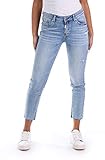 blue monkey jeans Markante Nahtverläufe Blue Monkey Damen Jeans Hose Vivi mit ausgefranstem Saum