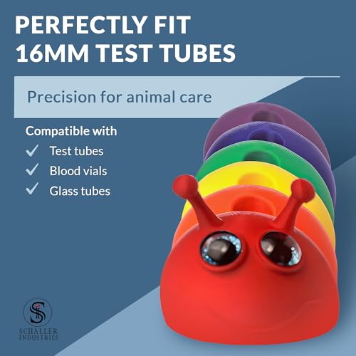 Image of S I Schaller Industries Rainbow Caterpillar Test Tube Holder, 16mm - Veterinary Blood Test Tube Rack, Holds 15 Vials, Compact Fun Design Organizer for Pediatric and Veterinary Use