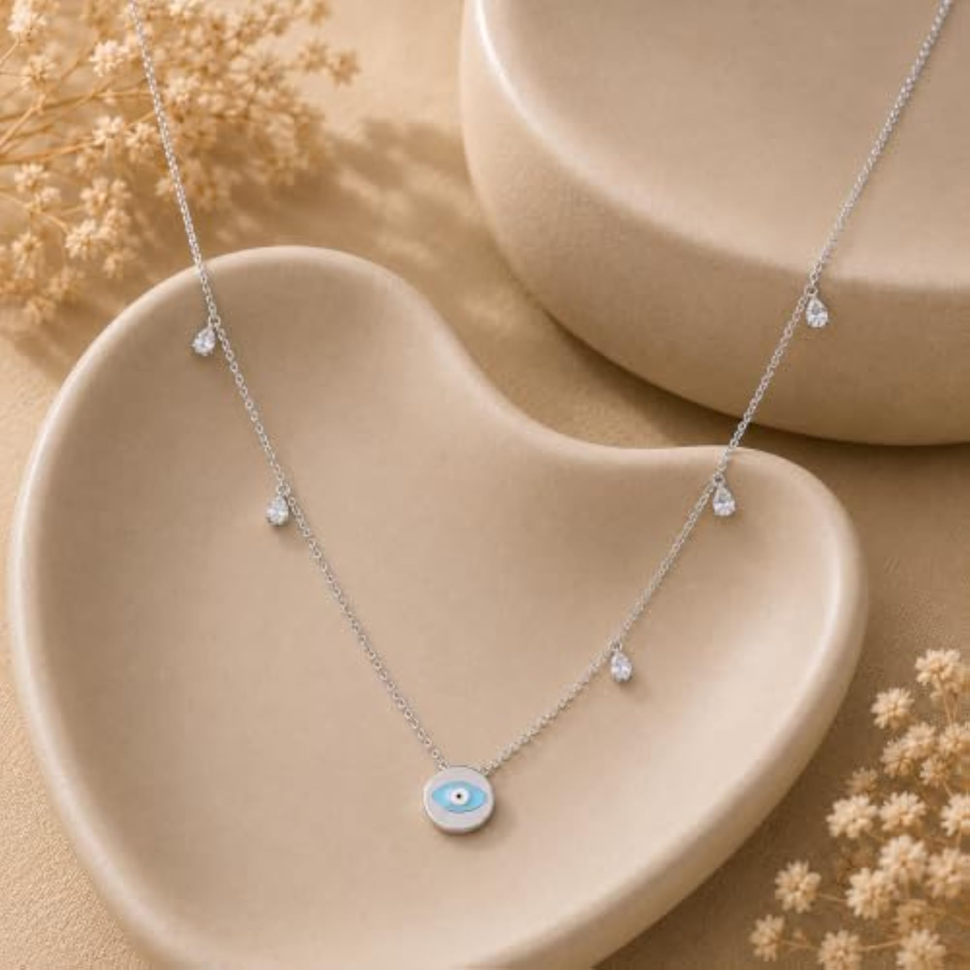 Women's 925 Sterling Silver Blue Aura Drop Necklace
