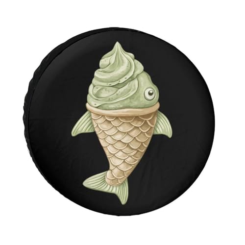 Japanese Matcha Taiyaki Ice Cream Spare Tire Cover Oxford Waterproof Wheel Protectors Universal Car Accessories 32inch