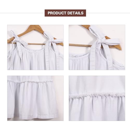 Image of Denim Dress for Women Tie Shoulder Sleeveless Denim Mini Dress Casual Flowy Babydoll Dress Wash Jean Dress