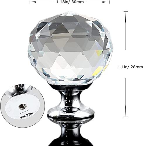 Lamp Finial Crystal Faceted Lamp Finial Cap Knob Lamp Screw Topper Lamp Shade Finial With Polished Chrome Base For Table Or Floor Lamps(2Pcs) #TOP1