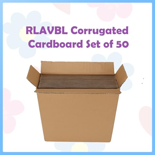 Image of RLAVBL 50 Pack 12x12 Corrugated Cardboard Sheets, Flat Cardboard Inserts for Shipping, Mailing, Packing, DIY Crafts