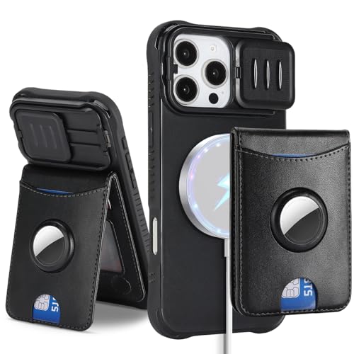 Cavor iPhone 16 Pro Max�p�E�H���b�g�P�[�X �J�[�h�z���_�[�t�� AirTag�z���_�[ Magsafe�Ή� ���O���\ 2�C��1 �}�O�l�b�g�E�H���b�g�d�b�P�[�X �X�^���h�t�� �����p �����Y �u���b�N