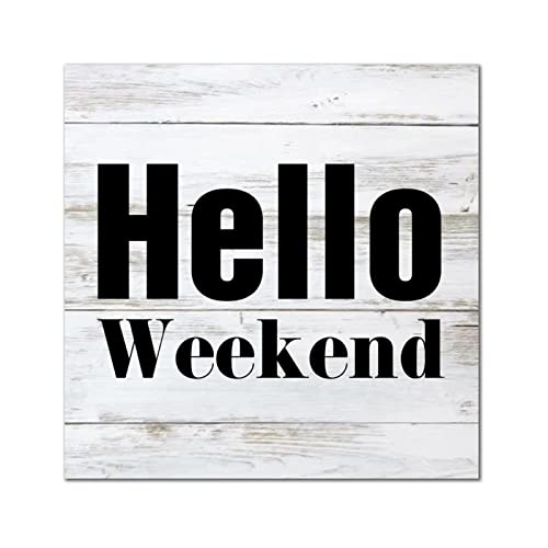 Plaque bois rétro Hello Weekend pour habiller un mur vide - 2