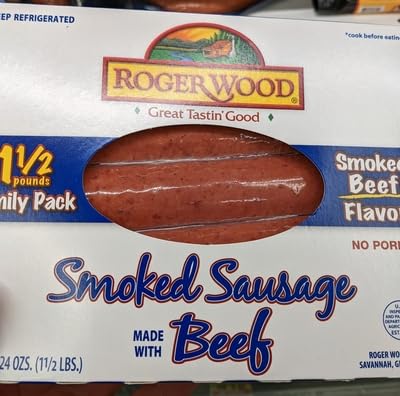Roger Wood Smoked Beef Sausage 24 Oz (2 Pack)