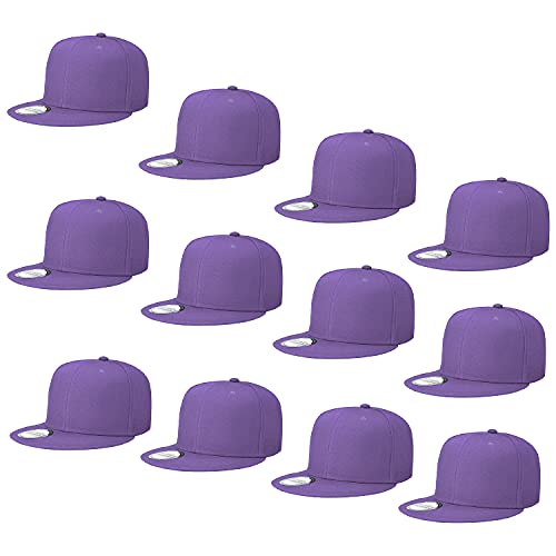 Image of Falari Wholesale 12 Pack Snapback Hat Cap Hip Hop Style Flat Bill Blank Solid Color Adjustable Size