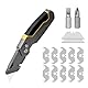 4-in-1 Universalmesser – Faltbares Teppichmesser mit Klingenaufbewahrung, inkl. 2 Trapezklingen & 10 Hakenklingen, Cutter mit Kreuz-/Schlitzschraubendreher für Karton, Teppich & DIY-Projekte