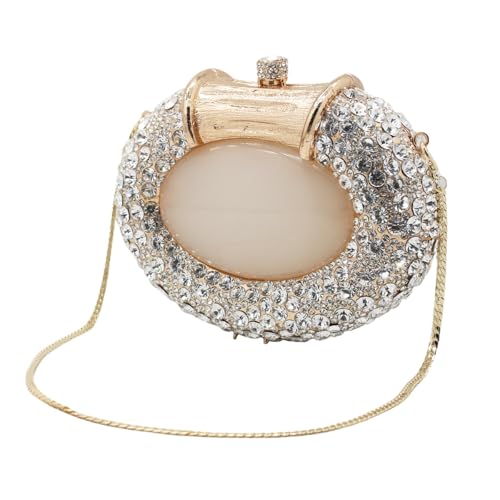 Image of UMREN Women Crystal Oval Shell Evening Purse Bags Luxury Rhinestone Clutch Unique Gems Handbag Bridal Wedding Shoulder Bag