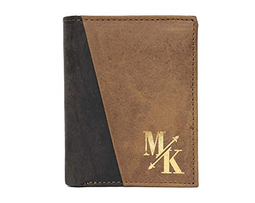Custom Genuine Leather Mens Women Bifold Wallet Gold Monogram Initials Personalized Gift for Dad Husband Boyfriend RFID Blocking4