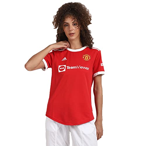 Image of adidas Women's Manchester United, 2021/22 Season, Game Equipment Home Jersey, Real Red, XL UK