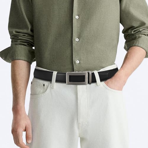 GOIACII Men's Leather Belt Ratchet Slide Buckle Customizable Fit Waistline with Gift Box4