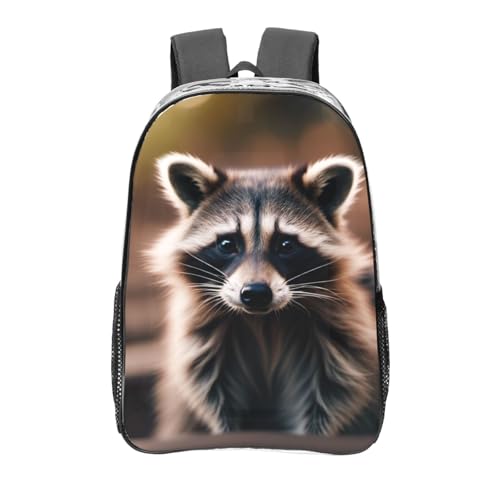 Grand sac à dos transparent à motif raton laveur imperméable et robuste