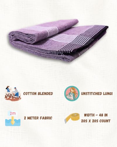 Image of Self Design Blended Solid cotton lungi for men | Daily Wear, Home Wear & Relaxation | 2 Meter | Unstitched